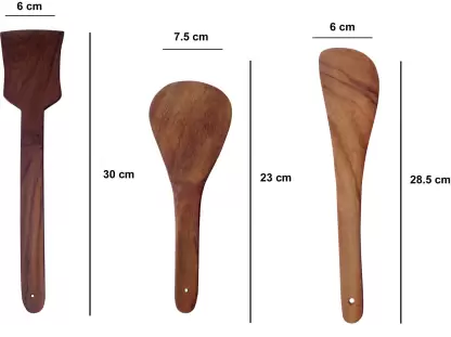 Wooden Cooking Spoon Utensils Set for Non Stick cookware and Serving - Handmade Wooden Spatula - Pack of 3 Wooden Spatula  (Pack of 3)