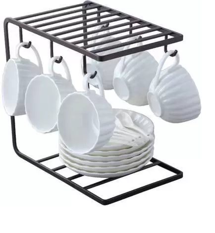 DECORASIA  Cup and Plate holder which adds style to your kitchen Cup Kitchen Rack  (Steel, Black)